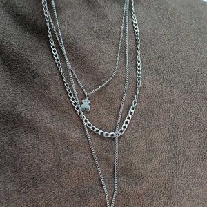 Aesthetic Three Layered Silver Chain