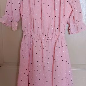 A Peach Printed Dress
