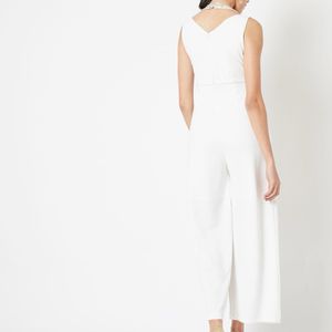 Golden Sequineed White Party Wear Jumpsuit