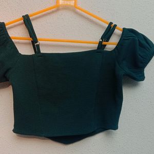 New Green Offshoulder Croptop