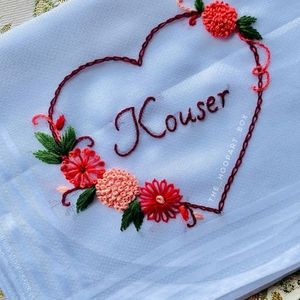 Hand Embroidered Name Hankercheif