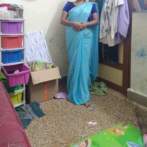 Saree with work blouse unstitched