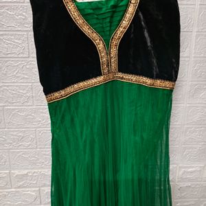 Majestic Green and Black Anarkali M Size