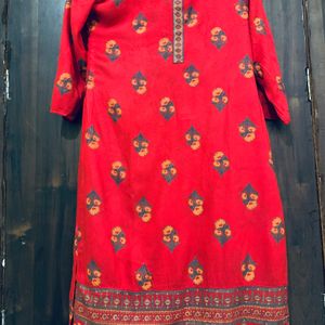 Red Kurta And Plazo Set For Women