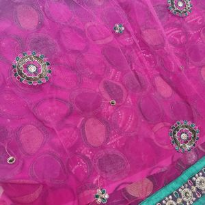 Ghaghra Style Purple Saree