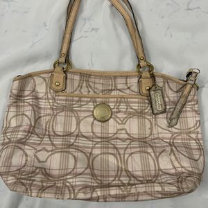 COACH Coded Beige Pink Shoulder Bag