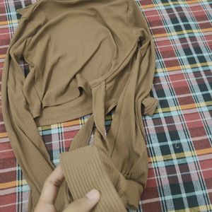 Brown Wrap Around Top