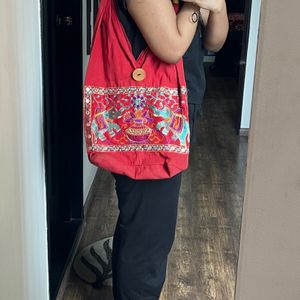 Royal Red Hand embroidered Bag