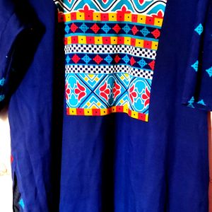 Navy blue kurti with beautiful prints 💜