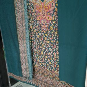 Dark Green Winter Pashmina Suit