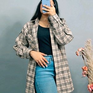 Korean Style Beige Oversized Shirt