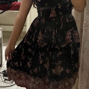 Floral Black Dress Long