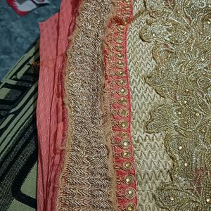 Peach And Gold Saree Without Blouse