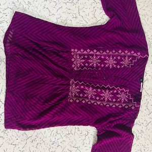 Purple Color Stand Coller Top Size XS