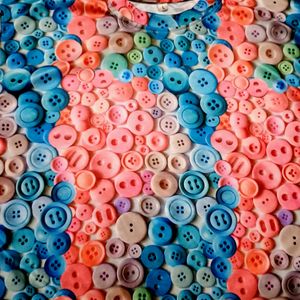 New Buttons Print Baggy T Shirt