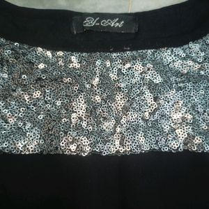 Black And Silver Densely Sequined Stylish Top