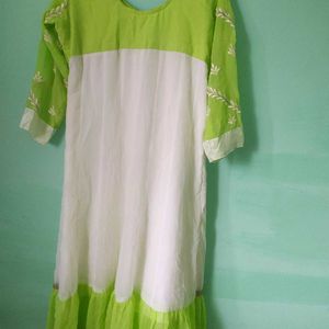 White And Green Anarkali