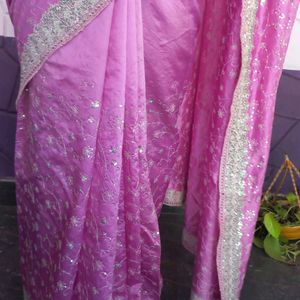 Pink Color Sequence Saree