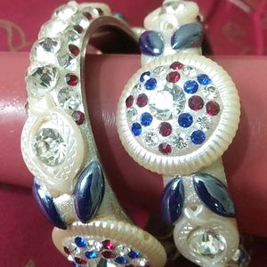 1 Pair Of White Blue Diamonds Kangan