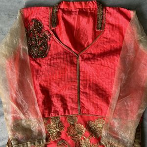 PINK SILK EMBROIDERED KURTI