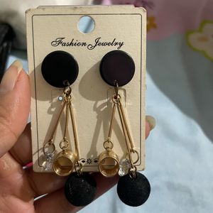 Gold Finish Black Earings