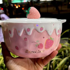 Strawberry Ceramic Ramen Bowl - Pink