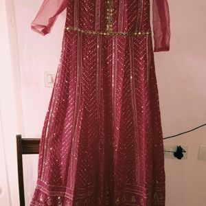 Red Chikankari Wedding Gown