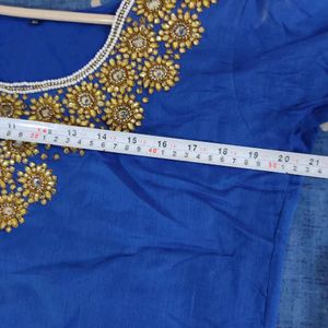 Blue Embroidery Work Kurta