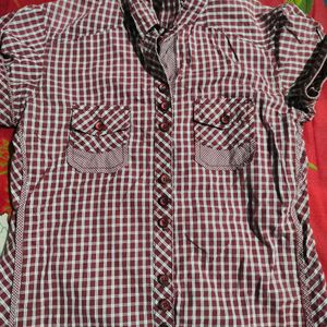 Ladies Red Checked Shirt