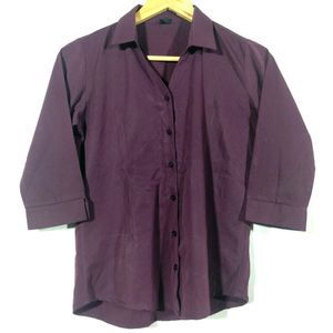 Burgundy Collar Neck Casual Shirt (Women)