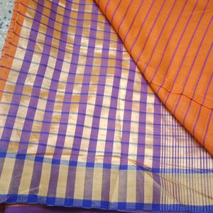 New Unused Beautiful Orange Purple Saree