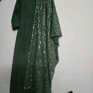 Women's Green Anarkali Size -Medium Hands sleeves