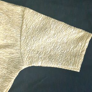 Golden Self Worked Slip On Readymade Blouse