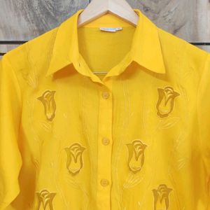 Yellow Embroidery Shirt Size-38