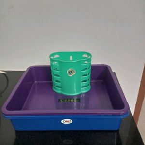 Plastic Container Box And Spoon Rack