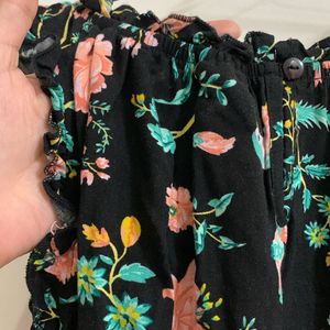 Floral Black Frock For 8-10 Year Old Girls