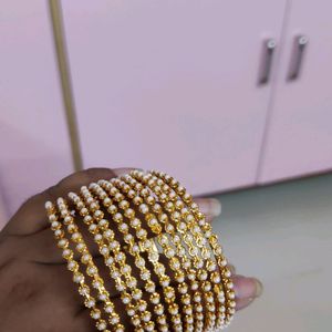 12 Golden Pearl Bangles