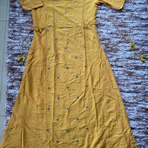 Mustard Yellow A-line Kurti