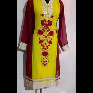 Xl Size Like New Georgette Embroidered Kurti