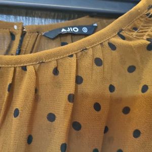 Ajio Cinched Polka Dot Top