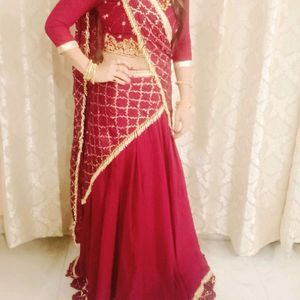 So Beautiful ❤️ Maroon Lahenga Saree