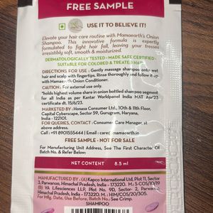 MAMAEARTH Onion Shampoo Sample