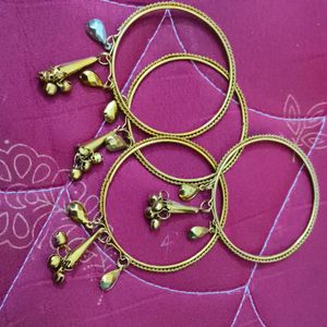 Gold Colour Bangles Trendy Hangings Bangle