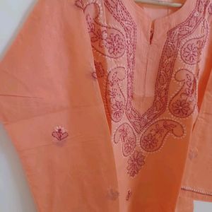 Cotton Kurta With Hand Embroidery