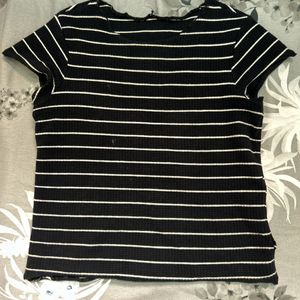 White And Black Stripped Crop Top