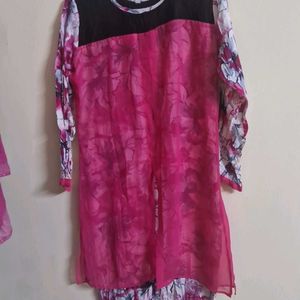 Pink Flowers Kurti