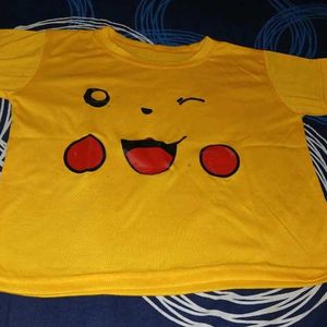 Yellow Pikachu Printed T Shirt