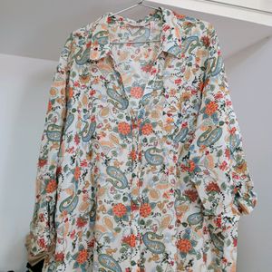 Floral Print Oversized Shirt