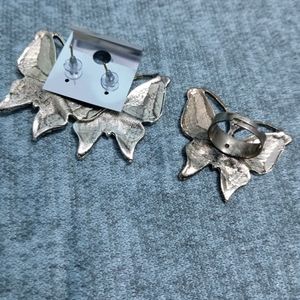 Butterfly Earrings With Ring Combo