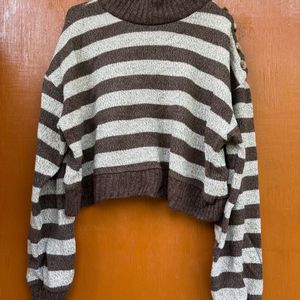 Korean Brown Stripped Sweater